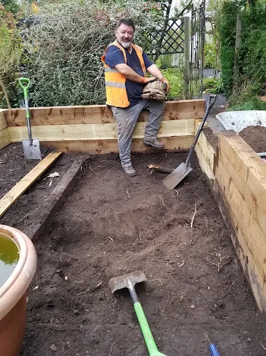 Our team working on a garden clearance and landscaping job