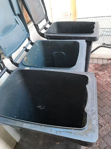 Wheelie bins ready for a rubbish collection